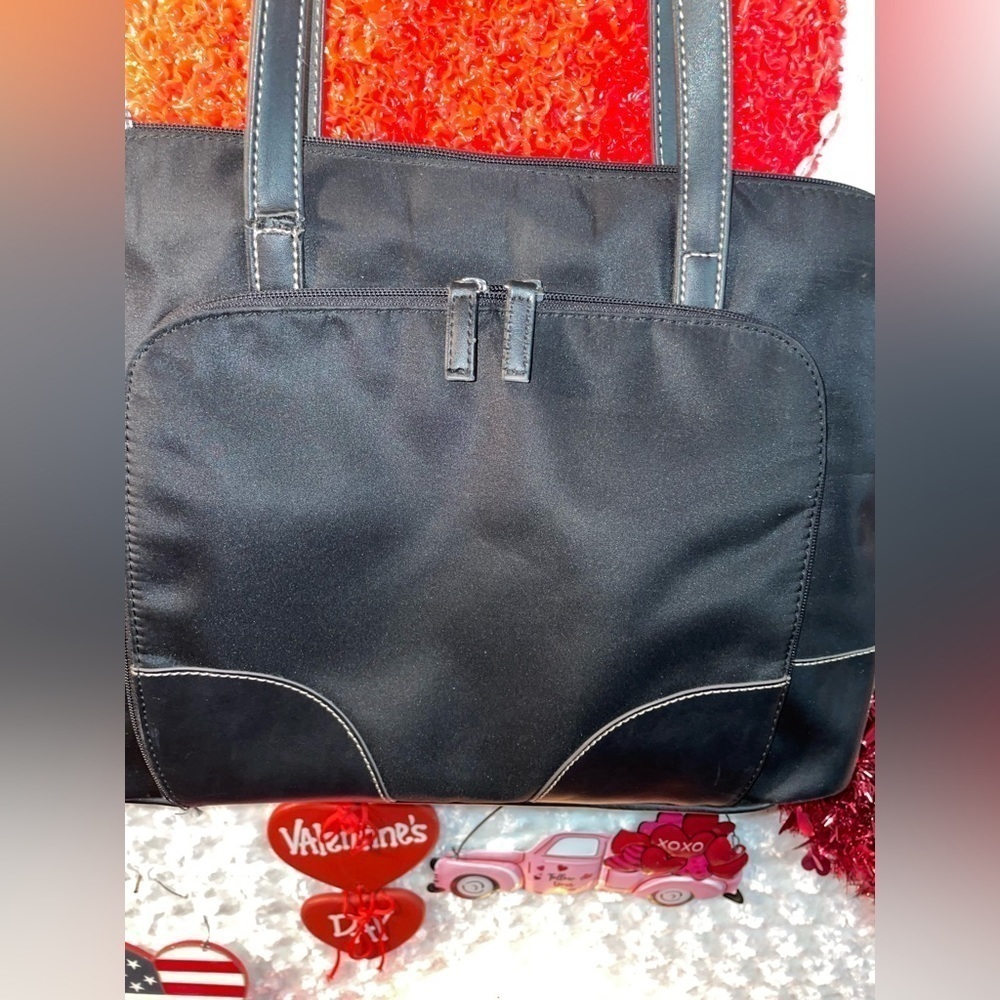 Preloved Non Branded Grannycore Vinyl/Faux Leather Tote/Handbag W Front Storage - Picture 4 of 13